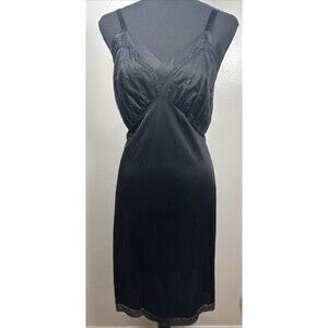 Shadowline Black Slip Dress Lingerie Dark Feminine Size 40 Bust Vintage